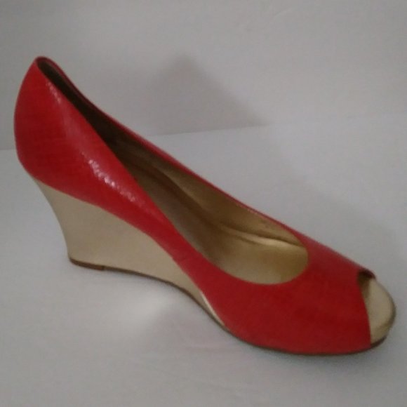 Lilly Pulitzer Orange Wedge Shoes Size 8.5 - Picture 4 of 13